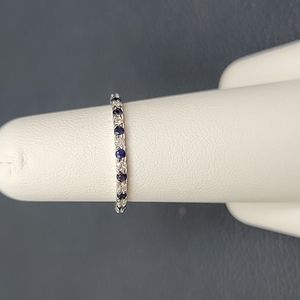 14k White Gold sapphire and diamond eternity ring